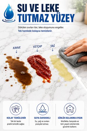 6 Adet Yapışkanlı Beyaz Mermer Desenli Duvar Kaplama Paneli 30x30 cm Suya Dayanıklı Dekoratif Duvar