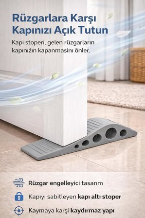 6 Adet Gri Silikon Kapı Altı Stoperi Kaydırmaz Kapı Durdurucu 12 cm Kapı Sabitleyici