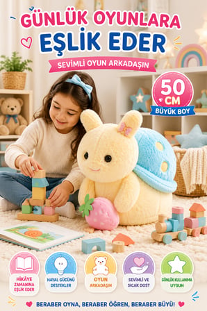 Salyangoz Figürlü Mavi Sırtlı Pelüş Oyuncak 50 CM Büyük Boy Yumuşak Dokulu Dekoratif Pelüş
