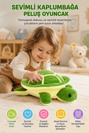 Kaplumbağa Figürlü Pelüş Oyuncak 22 Cm Yumuşak Dolgulu Sevimli Çocuk Oyun Arkadaşı Model