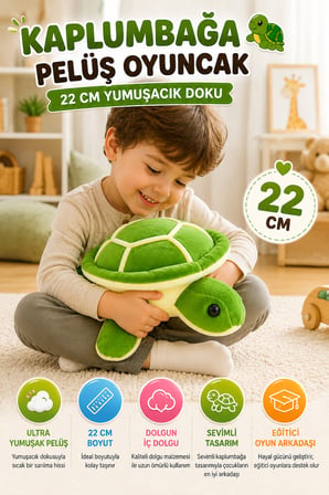 Kaplumbağa Figürlü Pelüş Oyuncak 22 Cm Yumuşak Dolgulu Sevimli Çocuk Oyun Arkadaşı Model