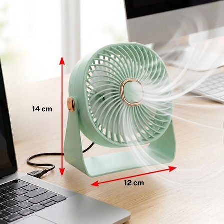 Şarjlı Masaüstü Vantilatör USB Mini Masa Fanı 3 Kademeli Ultra Sessiz Taşınabilir Yeşil 