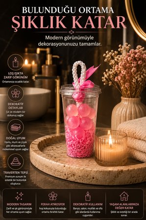 Pembe Dekoratif Kokulu Sabun Bardak Aranjmanı Ortam Kokulandırıcı Şık Tasarım Banyo Ofis Salon Dekor 