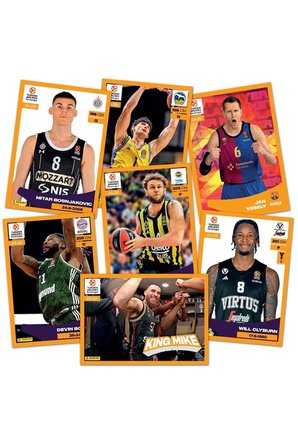 Promo Pack 2025-26 Turkish Airlines EuroLeague Panini Official Sticker 1 Kutu (36 Paket-180 adet)