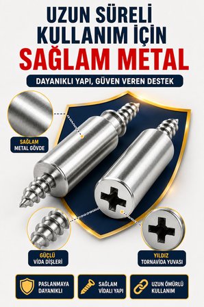 60'lı Metal Raf Tutucu Pimi ve Beyaz Koruyucu Kapak Dolap Kitaplık Mobilya Raf Destek Seti 120 Parça
