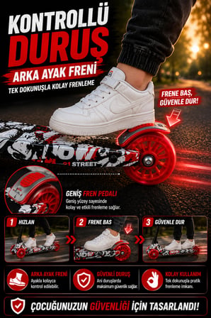 Kırmızı Tekerlekli Işıklı SpeedX Teen Scooter WX-891 3 Tekerlekli Ayarlanabilir Gidonlu Çocuk Scooter