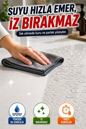 3'lü Antibakteriyel Mikrofiber Temizlik Bezi 40x40 cm Çok Amaçlı Mutfak Cam Banyo Temizlik Seti