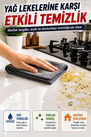 3'lü Antibakteriyel Mikrofiber Temizlik Bezi 40x40 cm Çok Amaçlı Mutfak Cam Banyo Temizlik Seti