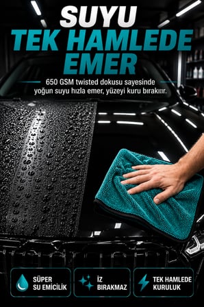 650 GSM Twisted Mikrofiber Oto Kurulama Bezi 50x70 cm Araç Kurulama Havlusu Çizmeden Temizlik Bez