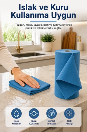 Kopar Kullan Mikrofiber Rulo Bez 20 Adet 25x32 cm Islak Kuru Çok Amaçlı Temizlik Bezi Mutfak Banyo