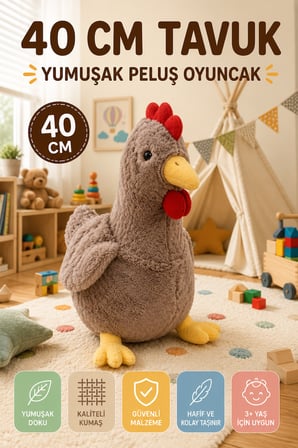 40 cm Kahverengi Tavuk Peluş Oyuncak Yumuşak Dokulu Sevimli Çocuk Oyun Arkadaşı Dekoratif Peluş Toy!