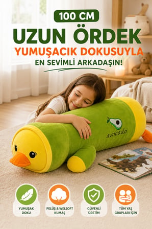 100 cm Uzun Avokadolu Ördek Peluş Oyuncak Yeşil Yumuşak Büyük Boy Uyku Arkadaşı Dekoratif Yastık XXL