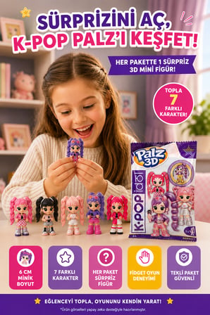 1 Adet K-Pop Palz 3D Mini Bebek 6 cm Sürpriz Paket Farklı Karakter Hareketli Eklem Oyuncak Figür