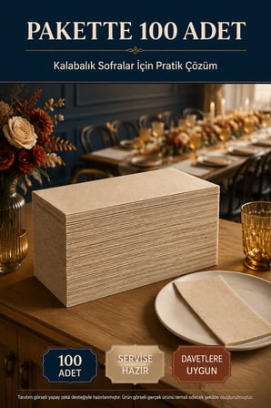 33x33 cm Kraft Garson Katlama Peçete 100 Adet 2 Katlı Kadınlar Günü Davet Parti Sofra Kağıt Peçetesi