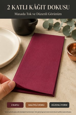 33x33 cm Bordo Garson Katlama Peçete 100 Adet 2 Katlı Kadınlar Günü Davet Parti Sofra Kağıt Peçetesi