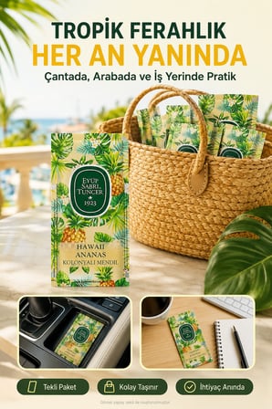 50 Adet Eyüp Sabri Tuncer Havai Ananas Kolonyalı Mendil Tekli Paket Ananas Kokulu Islak Mendil 13x18
