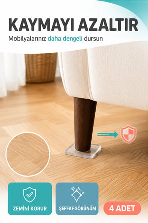 4'lü Şeffaf Silikon Mobilya Ayağı Koruyucu Ped Kaydırmaz Koltuk Masa Sandalye Zemin Koruyucu Altlığı