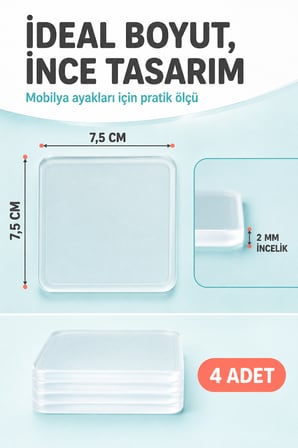 4'lü Şeffaf Silikon Mobilya Ayağı Koruyucu Ped Kaydırmaz Koltuk Masa Sandalye Zemin Koruyucu Altlığı