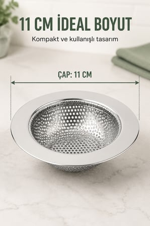 11 cm Paslanmaz Çelik Lavabo Süzgeci Mutfak Evye Gider Süzgeci Tıkanıklık Önleyici İnce Çöp Tutucu