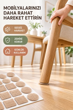 42 Adet Karma Boy Yapışkanlı Mobilya Keçesi Sandalye Masa Koltuk Altı Parke Koruyucu