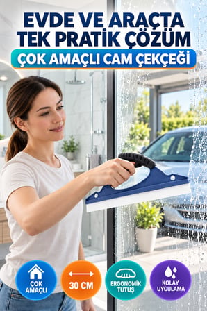 30 cm Çok Amaçlı Cam Çekçeği Araç Camı Duşakabin Fayans Ayna Pencere Temizleme Aparatı Ergonomik Sap