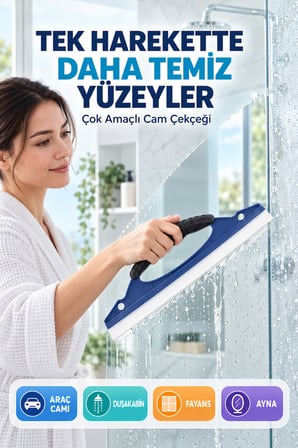 30 cm Çok Amaçlı Cam Çekçeği Araç Camı Duşakabin Fayans Ayna Pencere Temizleme Aparatı Ergonomik Sap
