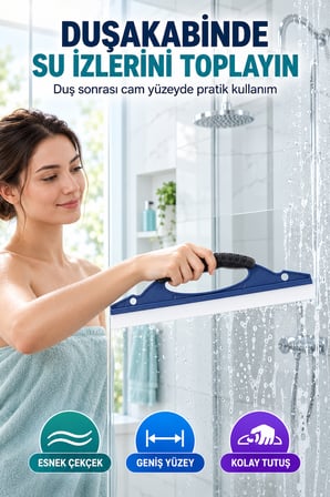 30 cm Çok Amaçlı Cam Çekçeği Araç Camı Duşakabin Fayans Ayna Pencere Temizleme Aparatı Ergonomik Sap