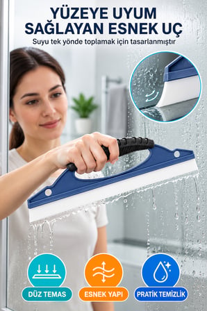 30 cm Çok Amaçlı Cam Çekçeği Araç Camı Duşakabin Fayans Ayna Pencere Temizleme Aparatı Ergonomik Sap