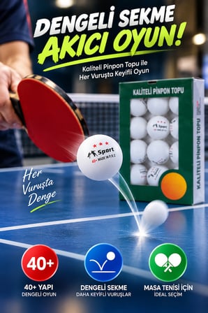 12 Adet 3 Yıldız Masa Tenisi Topu Dengeli Sekme Pinpon Topu Antrenman Günlük Oyun İçin Beyaz Set