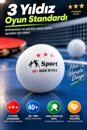 12 Adet 3 Yıldız Masa Tenisi Topu Dengeli Sekme Pinpon Topu Antrenman Günlük Oyun İçin Beyaz Set