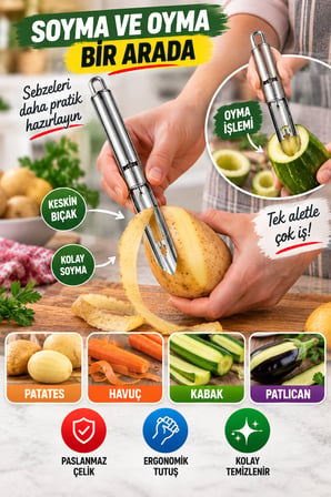 2'li Set Paslanmaz Çelik Rende ve Soyacak Oyacak Peynir Sebze Patates Limon Çikolata Mutfak Gereci