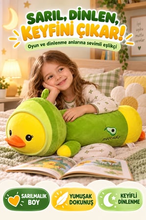 85 cm Uzun Avokadolu Ördek Peluş Oyuncak Yeşil Yumuşak Büyük Boy Uyku Arkadaşı Dekoratif Yastık XL