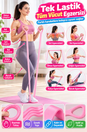 Egzersiz Esnetme Direnç Lastiği 8 Şekilli Pilates Yoga Fitness Kol Bacak Omuz Çalışma Bandı Ev Sporu