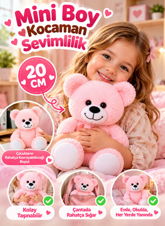 20 Cm Pembe Pelüş Ayıcık Yumuşak Oyuncak Sevimli Ayı Çocuk Oyuncağı Yumuşak Pelüş Oyun Arkadaşı Mini