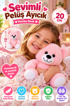 20 Cm Pembe Pelüş Ayıcık Yumuşak Oyuncak Sevimli Ayı Çocuk Oyuncağı Yumuşak Pelüş Oyun Arkadaşı Mini
