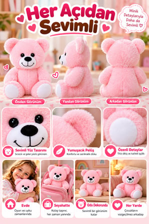 20 Cm Pembe Pelüş Ayıcık Yumuşak Oyuncak Sevimli Ayı Çocuk Oyuncağı Yumuşak Pelüş Oyun Arkadaşı Mini