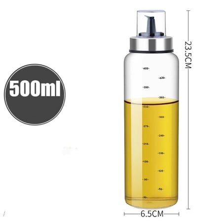 500 ML Cam Yağlık Ölçekli Yağdanlık Kontrollü Dökme Başlıklı Kapaklı Zeytinyağı Şişesi ve Sosluk