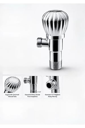 Çevirmeli Metal Taharet Musluğu Krom Kaplama 1/2 İnç WC Klozet Rezervuar Ara Musluğu Vanası Model 4 