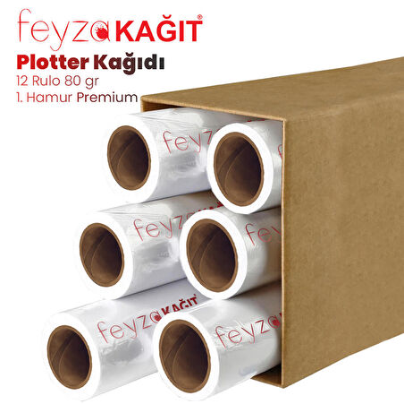 PlotterSarf® 1.Hamur Premium Opak 80 gr Plotter (Çizim) Kağıdı 31cm x 50mt (12 Rulo)