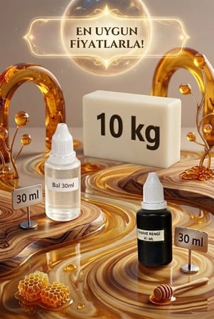 Kendi Sabununu Yap! 10 KG Opak Sabun Bazı + Bal Esansı +Kahverengi Boya