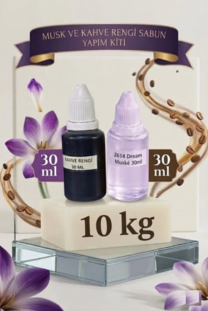 Kendi Sabununu Yap! 10 KG OpakSabun Bazı + Dream Musk Esansı +Kahverengi Boya