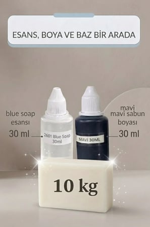 Kendi Sabununu Yap! 10 KG Opak Sabun Bazı + Blue Soap Esansı +Mavi Boya