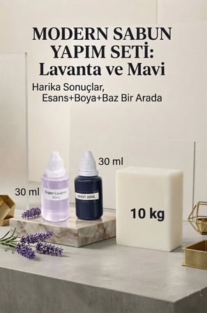 Kendi Sabununu Yap! 10 KG Opak Sabun Bazı + Lavanta Esansı +Mavi Boya