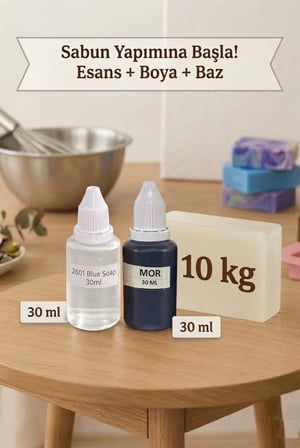 Kendi Sabununu Yap! 10 KG Opak Sabun Bazı + Blue Soap Esansı +Mor Boya