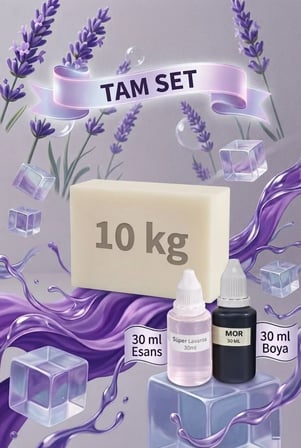 Kendi Sabununu Yap! 10 KG Opak Sabun Bazı + Lavanta Esansı +Mor Boya