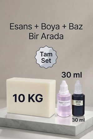 Kendi Sabununu Yap! 10 KG Opak Sabun Bazı + Lavanta Esansı +Mor Boya