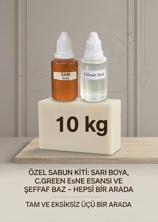 Kendi Sabununu Yap! 10 KG Opak Sabun Bazı +C.Green Esansı +Sarı Boya