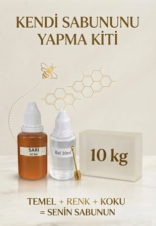 Kendi Sabununu Yap! 10 KG Opak Sabun Bazı + Bal Esansı +Sarı Boya