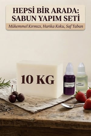 Kendi Sabununu Yap! 10 KG Opak Sabun Bazı + SuperStrawberry Esansı +Vişne Kırmızısı Boya