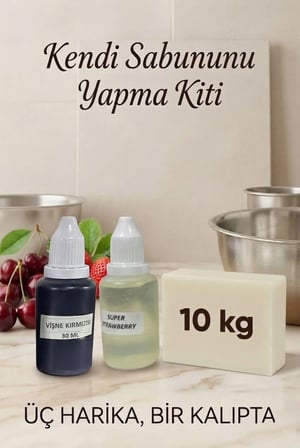 Kendi Sabununu Yap! 10 KG Opak Sabun Bazı + SuperStrawberry Esansı +Vişne Kırmızısı Boya
